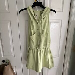 Daily Practice Anthropologie Green Sleeveless Hoodie Dress Casual Athleisure M